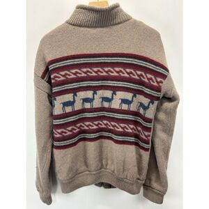 Vtg Jean Paul Germain Wool Cardigan Sweater Men's M Full Zip Aztec Llama Western